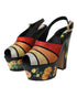 Dolce & Gabbana Multicolor Floral Crystal Platform Heels Sandals Shoes